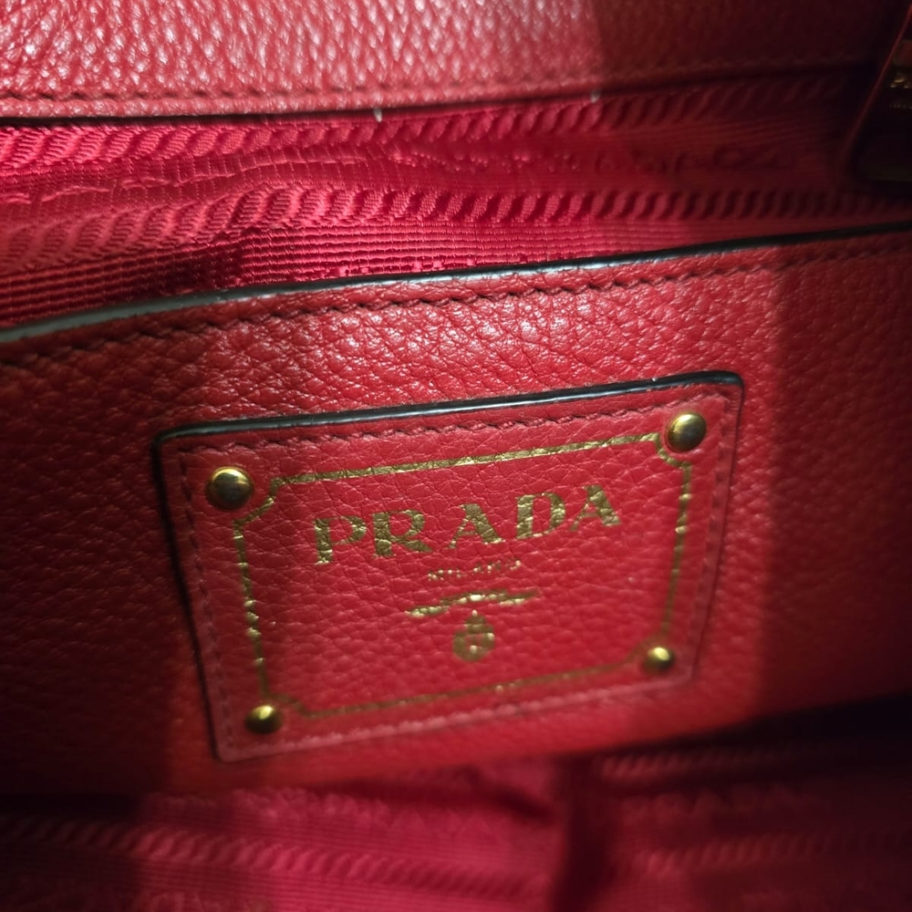 Prada Red Leather Satchel with Gold Details - Picture 8 of 11